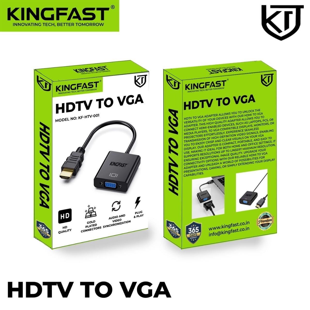 Kingfast 1080p HDMI to VGA Active Adapter Cable with 3.5mm Audio Support