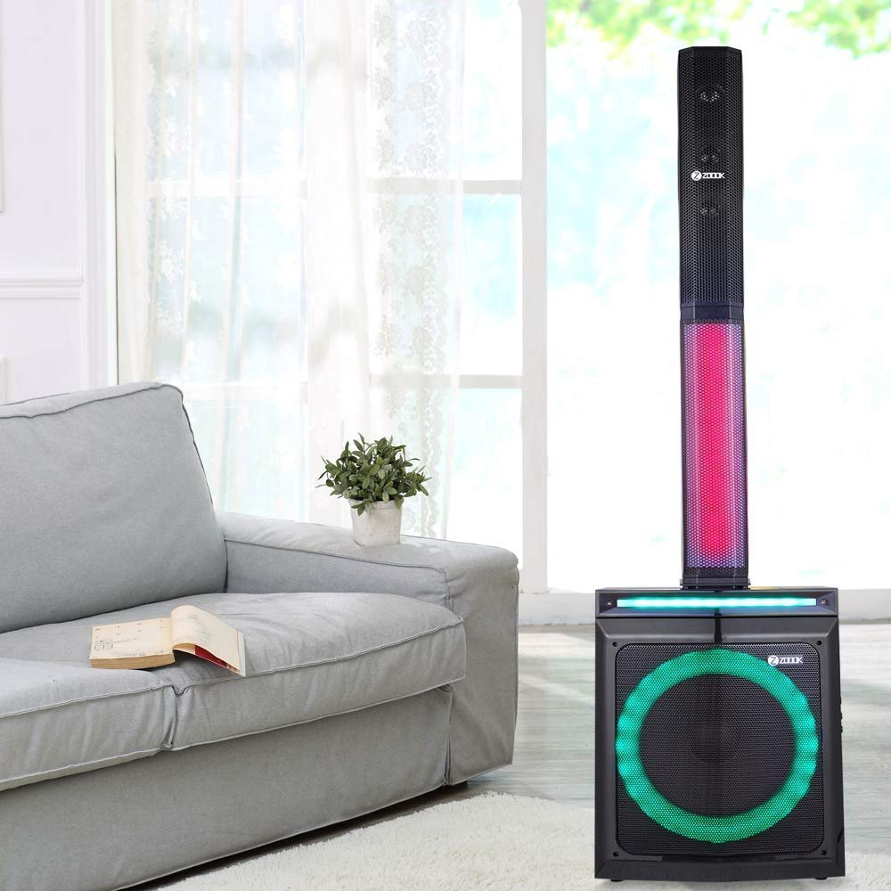 Zoook Party Rocker 100 Watts Bluetooth Party Speaker with Professional Class D Amplifier- 1 Wired & 1 Wireless Mic (Black) Zoook Party Rocker 100 Watts Bluetooth Party Speaker with Professional Class D Amplifier- 1 Wired & 1 Wireless Mic (Black)