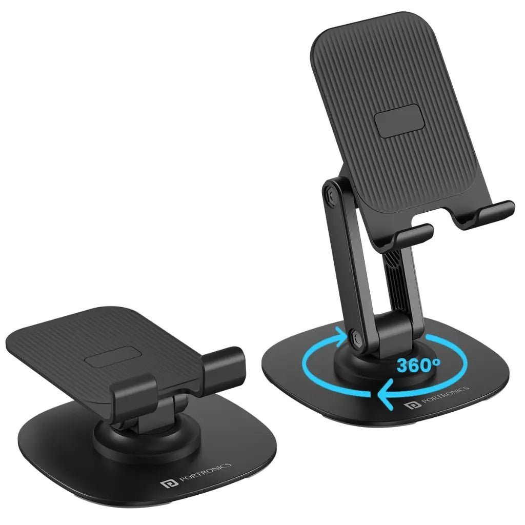 Portronics Mobot III Adjustable Mobile and Tablet Stand with 360-Degree Rotating Base Portronics Mobot III Adjustable Mobile and Tablet Stand with 360-Degree Rotating Base