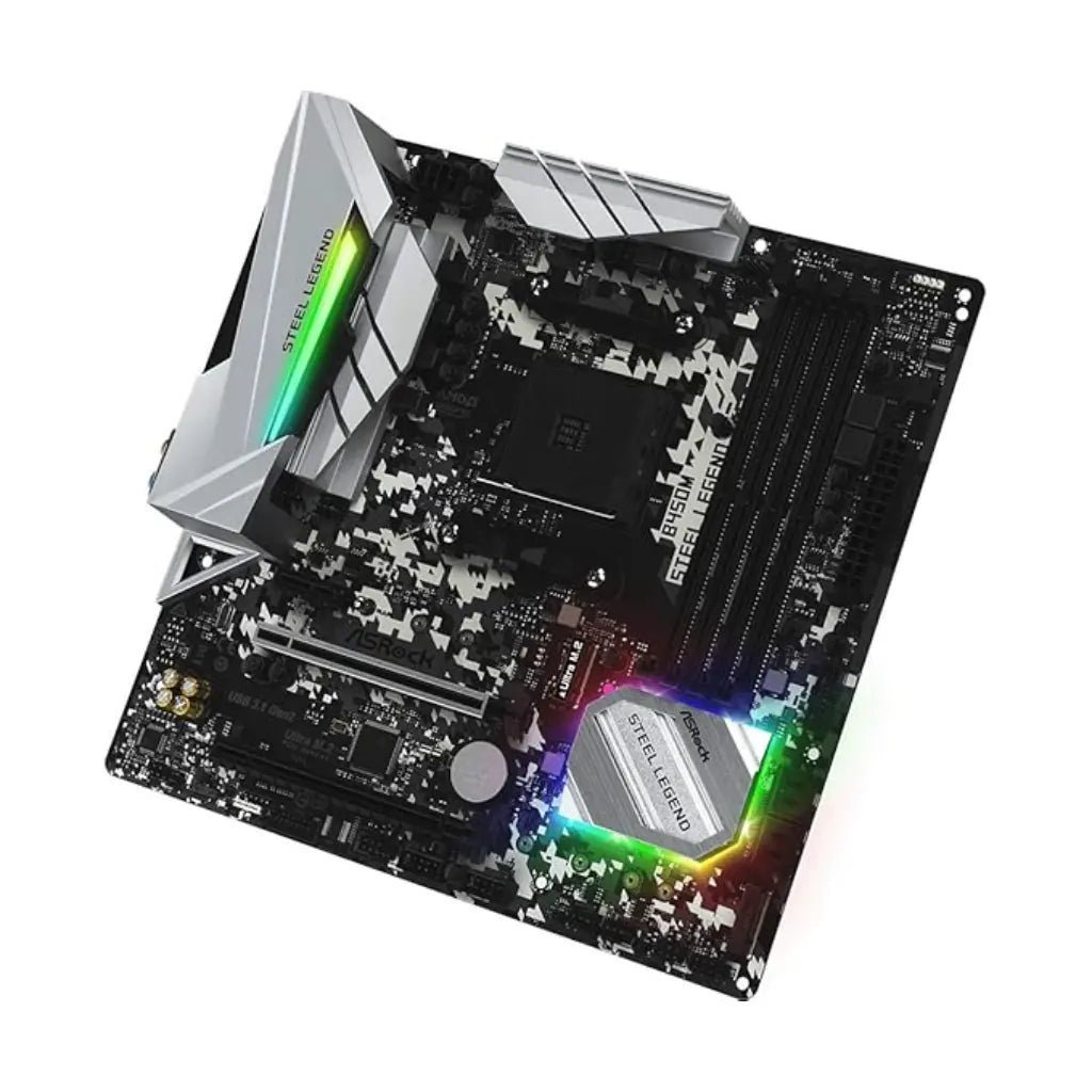 ASRock B450M Steel Legend AMD AM4 Socket Micro ATX Motherboard with RGB Lighting ASRock B450M Steel Legend AMD AM4 Socket Micro ATX Motherboard with RGB Lighting
