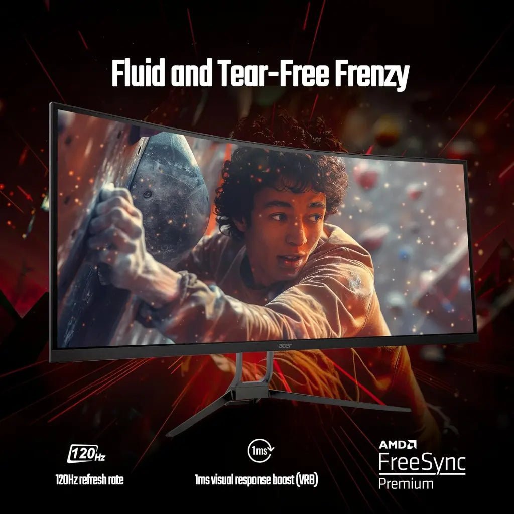 Acer ED343CUR JO 34-inch Curved UWQHD Gaming Monitor, 120Hz Refresh Rate, 1ms Response Time