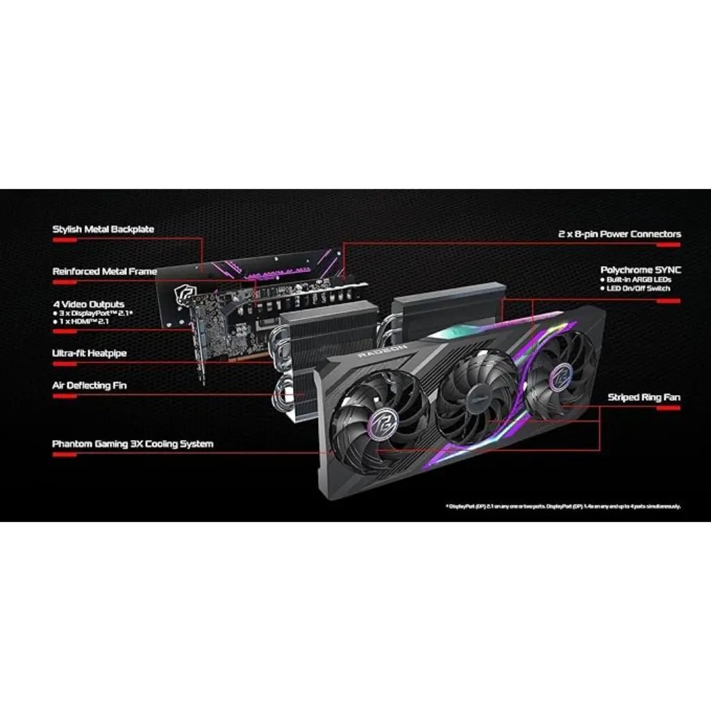 ASRock AMD Radeon RX 7800 XT Phantom Gaming 16GB GDDR6 Overclocked Graphics Card ASRock AMD Radeon RX 7800 XT Phantom Gaming 16GB GDDR6 Overclocked Graphics Card