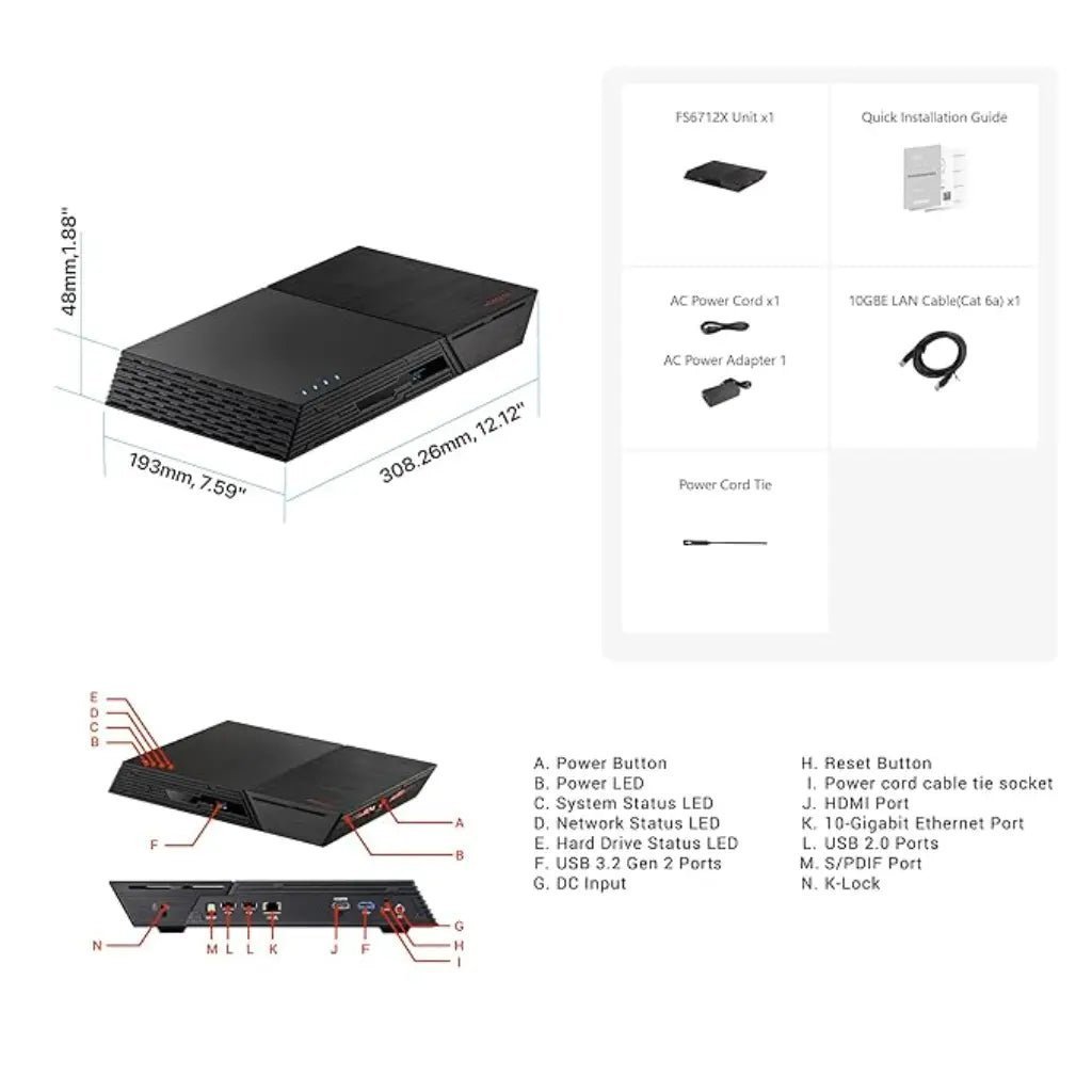 ASUSTOR Flashstor 12 Pro FS6712X 12-Bay M.2 NVMe SSD NAS Storage Enclosure