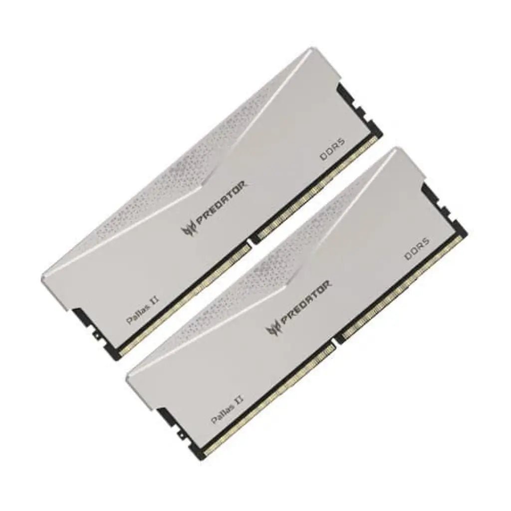 Acer Predator Pallas II 32GB (2x16GB) DDR5 6000MHz CL36 Low-Profile Gaming RAM - White (Intel XMP 3.0 & AMD EXPO Compatible)