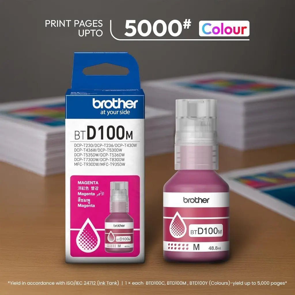 Brother BTD100M Magenta High Yield Ink Bottle - 5000 Page Capacity Brother BTD100M Magenta High Yield Ink Bottle - 5000 Page Capacity