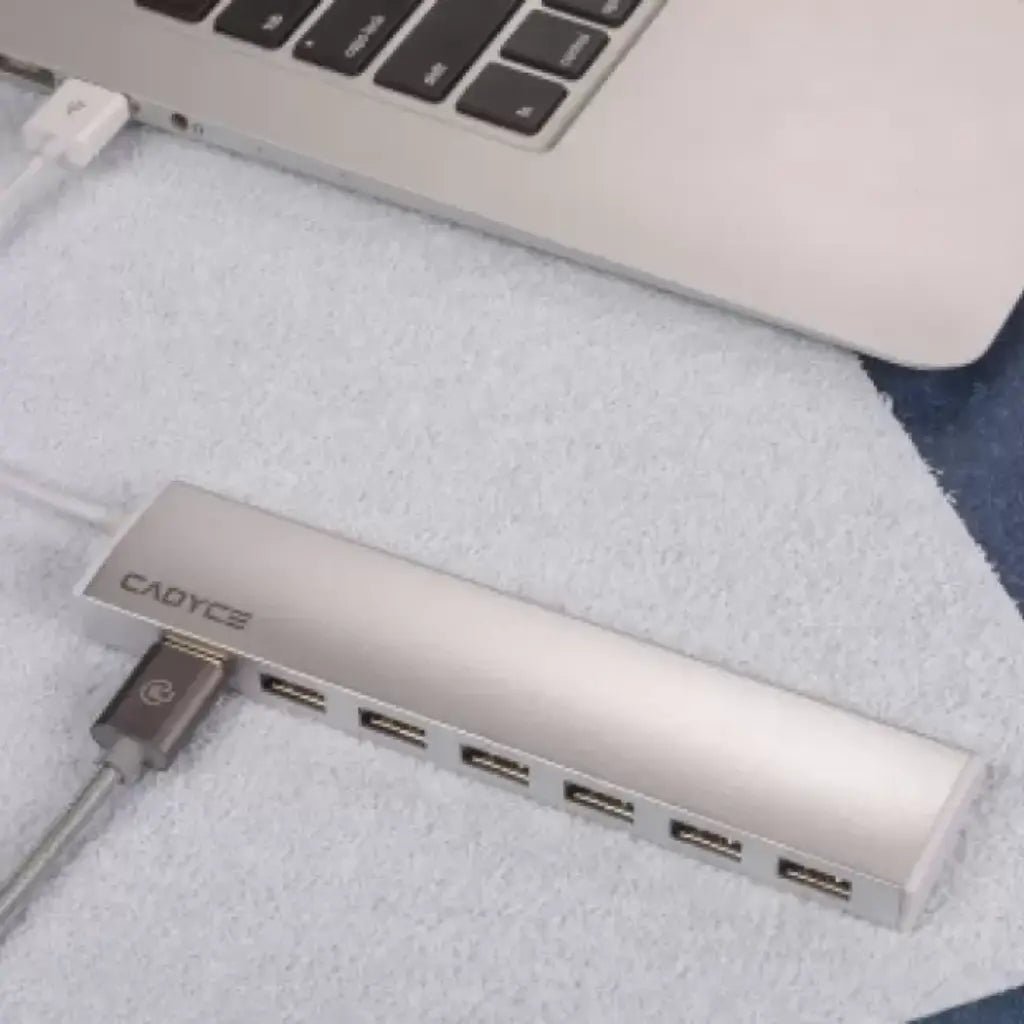 CADYCE CA-U7H USB 2.0 7-Port High-Speed Data Hub with External Power Adapter