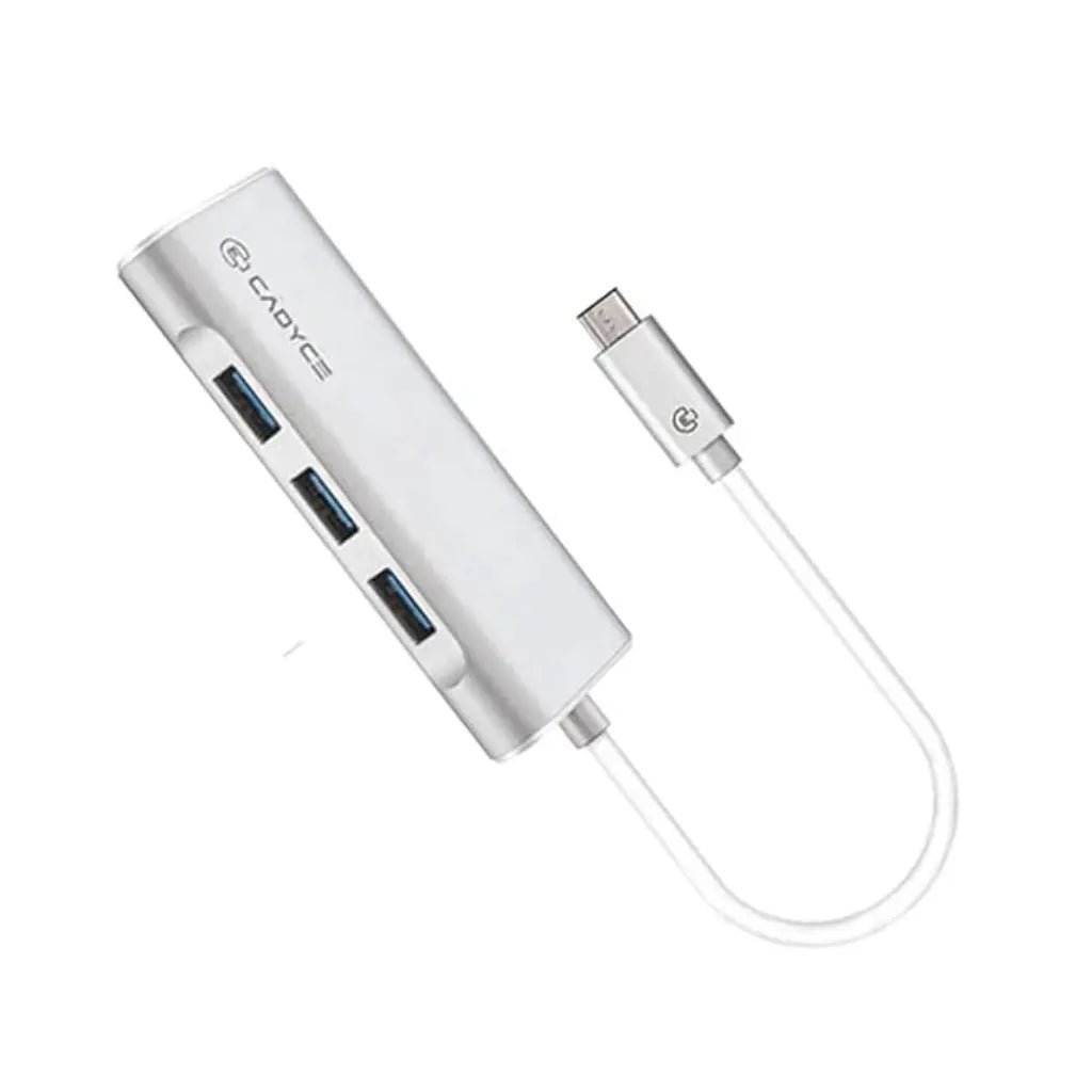Cadyce CA-C3HE USB-C to 3-Port USB 3.0 Hub with Gigabit Ethernet Adapter and Power Delivery Cadyce CA-C3HE USB-C to 3-Port USB 3.0 Hub with Gigabit Ethernet Adapter and Power Delivery