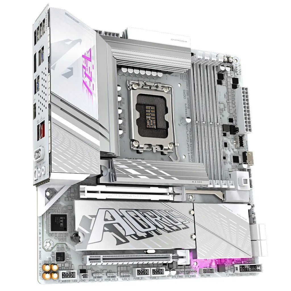 Gigabyte Z890M AORUS ELITE WI-FI 7 ICE Intel Z890 LGA1851 DDR5 Micro ATX Motherboard - White Edition