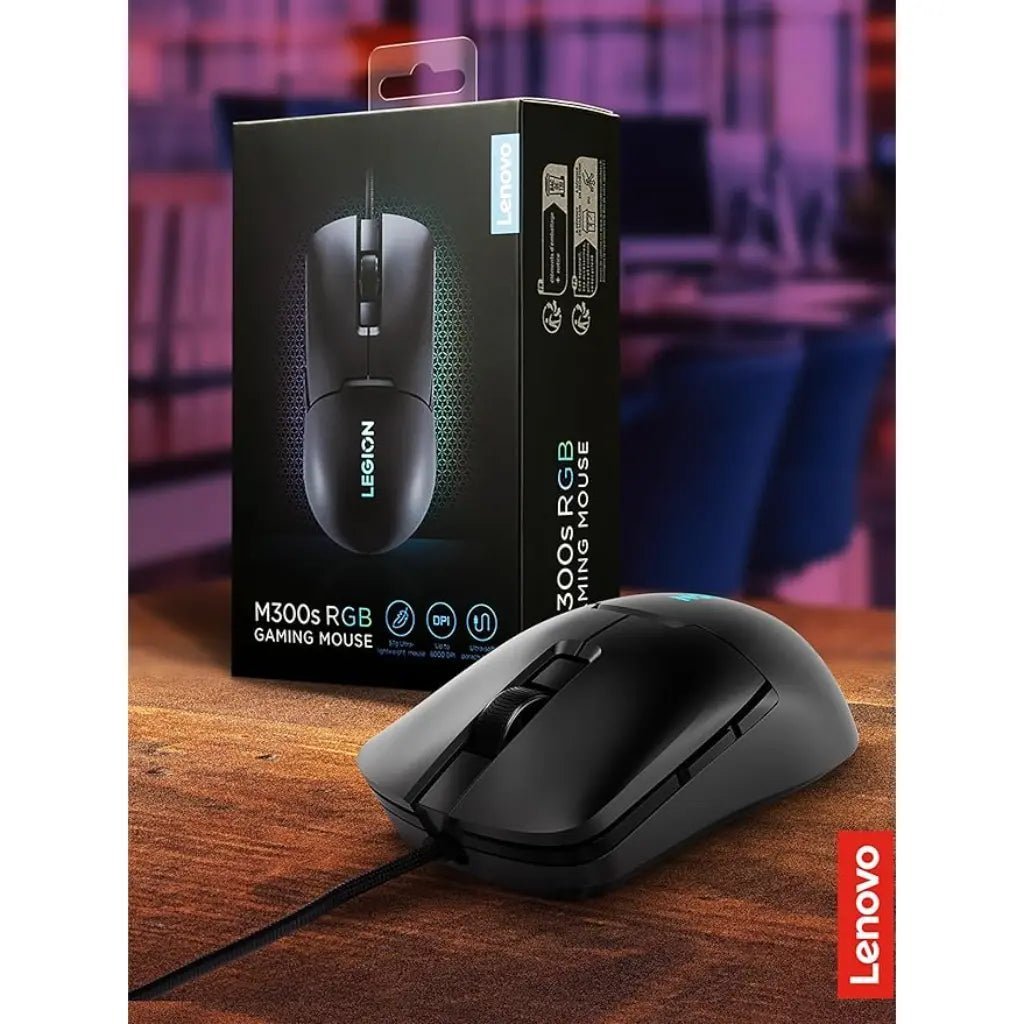 Lenovo Legion M300s Ultra-Lightweight 8000 DPI RGB Wired Gaming Mouse - Black