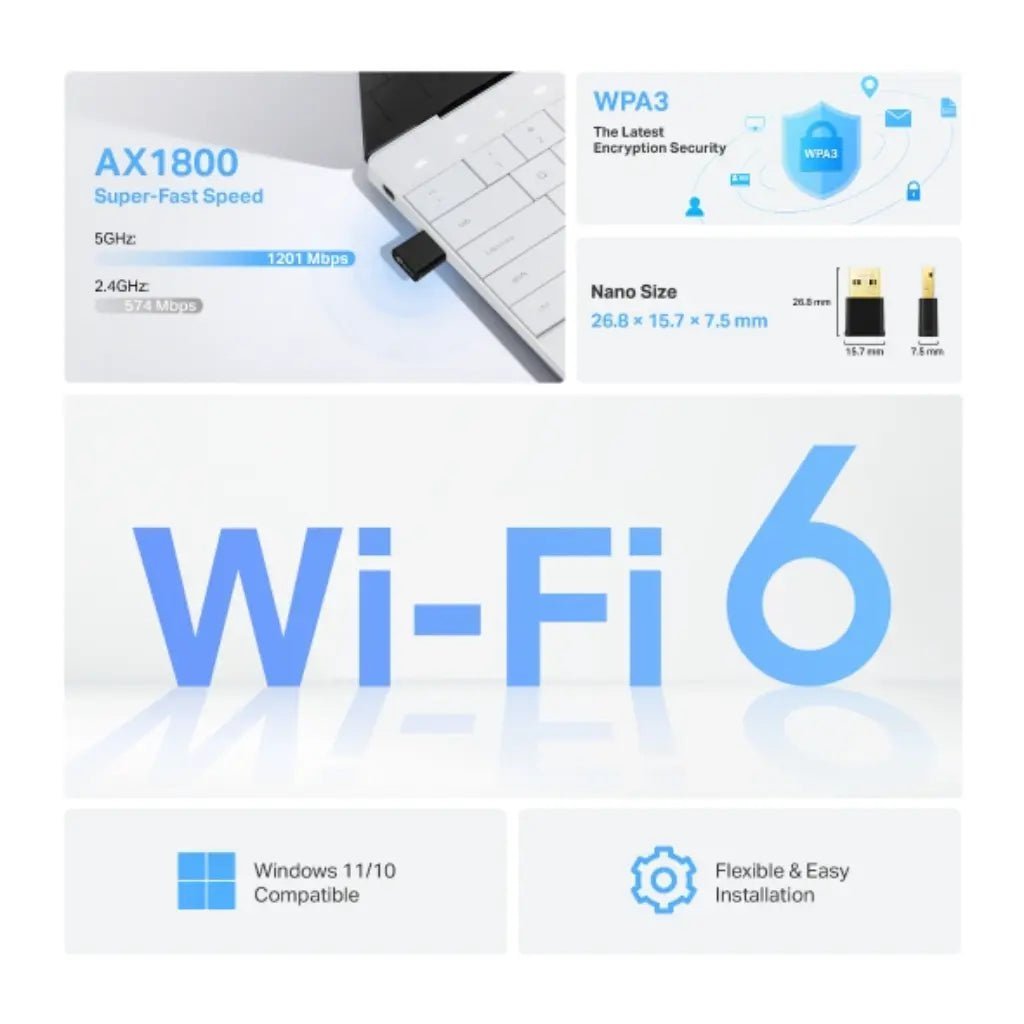 TP-Link Archer TX20U Nano AX1800 Dual-Band Wi-Fi 6 USB Wireless Network Adapter