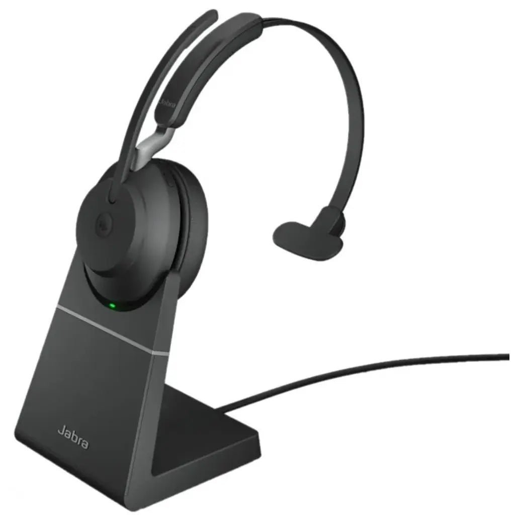 Jabra Evolve2 65 MS Mono Wireless Bluetooth Headset with USB-A Link380a Adapter and Charging Stand Jabra Evolve2 65 MS Mono Wireless Bluetooth Headset with USB-A Link380a Adapter and Charging Stand