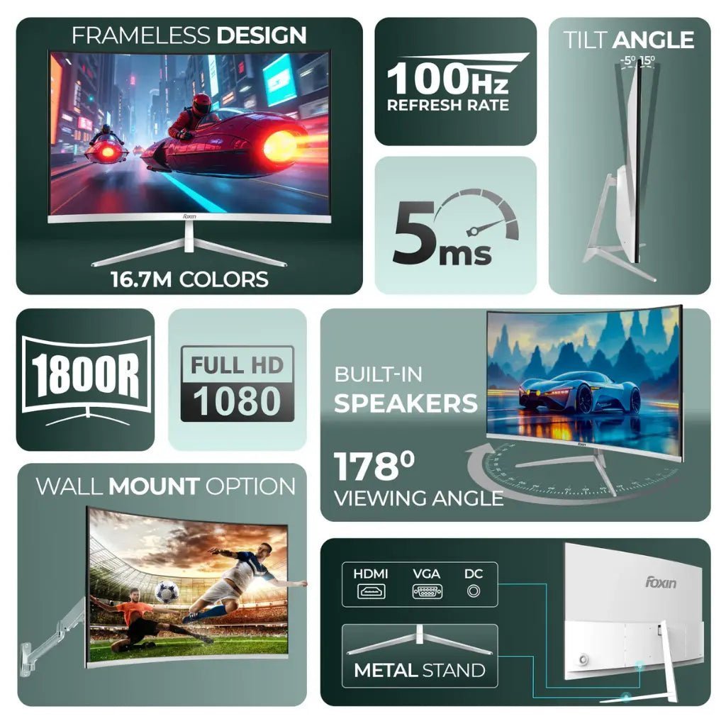 Foxin Elite Pro 24-Inch 100Hz Full HD 1080p Curved LED Gaming Monitor Foxin Elite Pro 24-Inch 100Hz Full HD 1080p Curved LED Gaming Monitor