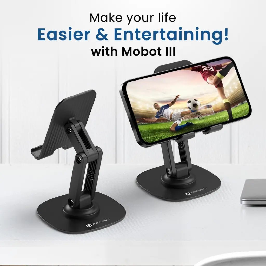 Portronics Mobot III Adjustable Mobile and Tablet Stand with 360-Degree Rotating Base Portronics Mobot III Adjustable Mobile and Tablet Stand with 360-Degree Rotating Base