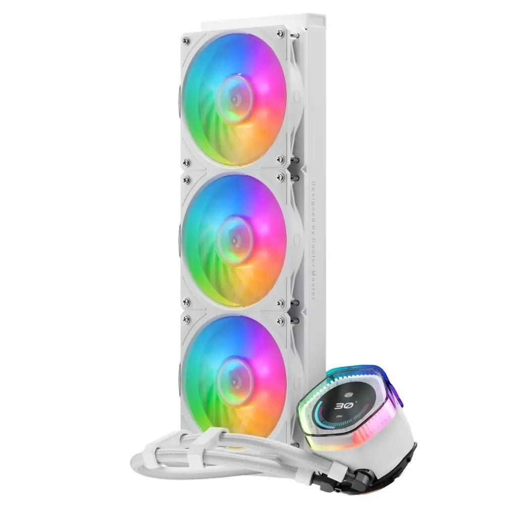 Cooler Master MasterLiquid 360 Ion ARGB AIO Liquid CPU Cooler with LCD Display - White