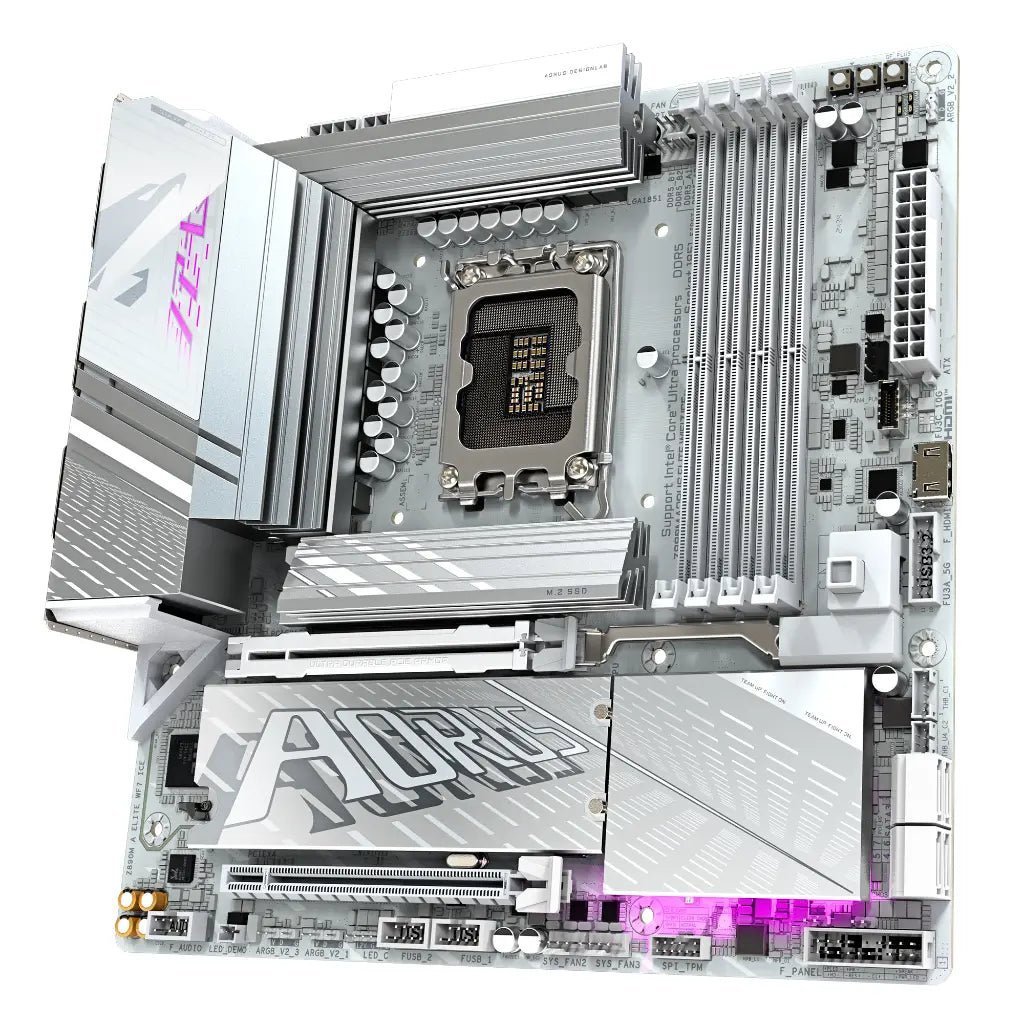 Gigabyte Z890M AORUS ELITE WI-FI 7 ICE Intel Z890 LGA1851 DDR5 Micro ATX Motherboard - White Edition