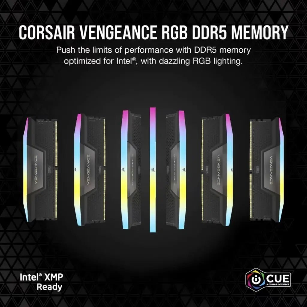 CORSAIR Vengeance RGB 96GB (2x48GB) DDR5 5200MHz CL38 Desktop Memory Kit - Black High-Performance RAM