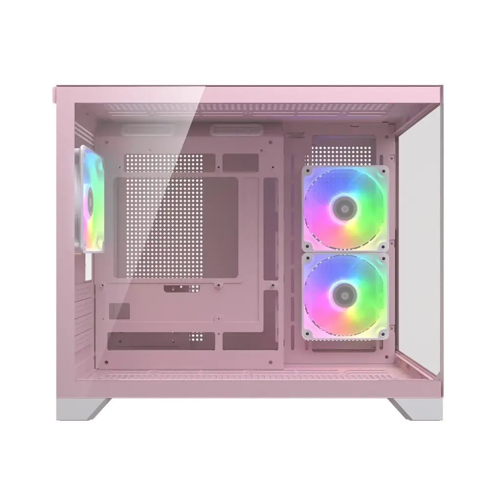 Cougar FV150 Mini RGB Dual Chamber Tempered Glass Mini Tower PC Case - Pink