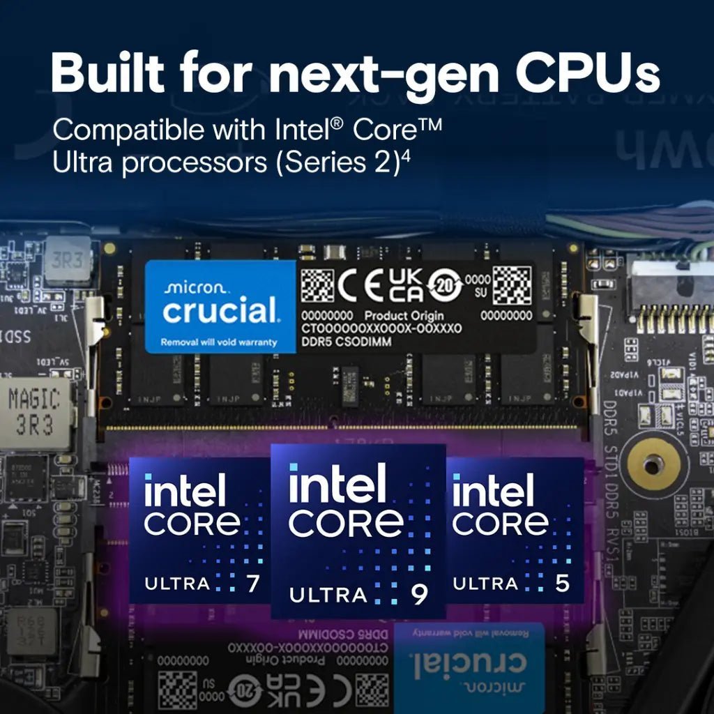 Crucial 16GB DDR5 6400MHz CL52 262-Pin SODIMM Laptop Memory Module Crucial 16GB DDR5 6400MHz CL52 262-Pin SODIMM Laptop Memory Module