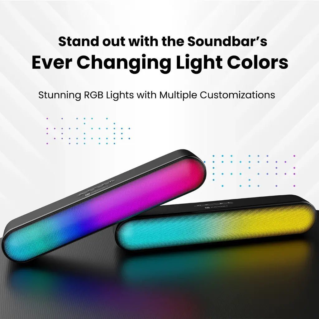 Portronics Decibel 23 16W Portable Bluetooth Soundbar with RGB Lights and 5-Hour Playtime Portronics Decibel 23 16W Portable Bluetooth Soundbar with RGB Lights and 5-Hour Playtime