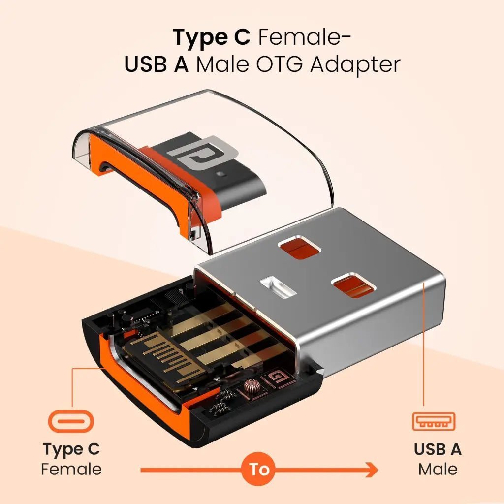Portronics Type-C to USB-A OTG Adapter for Fast Charging and Data Sync