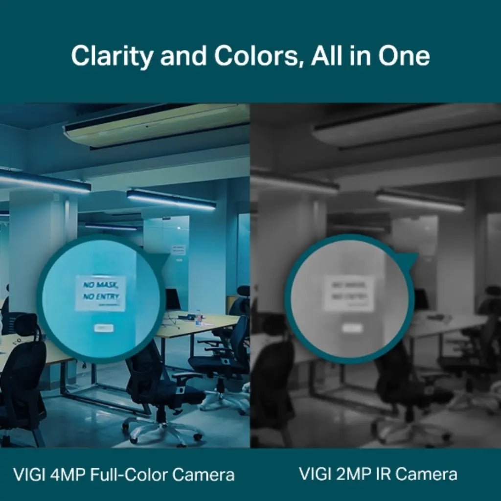 TP-Link VIGI C440 4MP Full-Color Turret Network Security Camera with H.265+ Compression and AI-Powered Human/Vehicle Detection