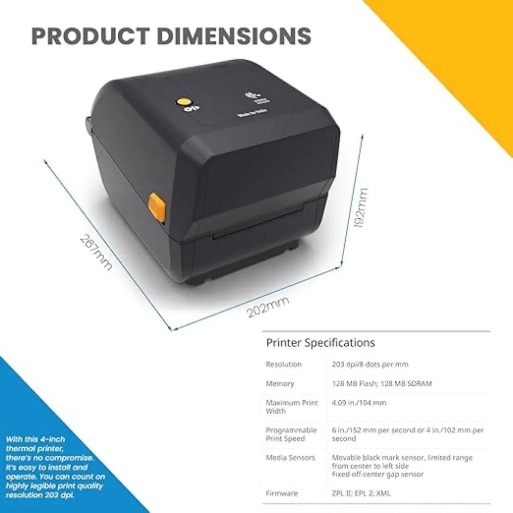 Zebra ZD230 4-Inch Monochrome Thermal Transfer Desktop Barcode Printer with USB Connectivity Zebra ZD230 4-Inch Monochrome Thermal Transfer Desktop Barcode Printer with USB Connectivity