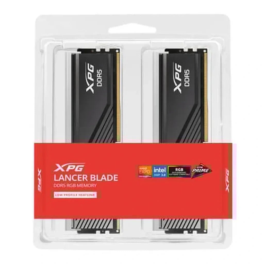 XPG LANCER BLADE RGB 48GB (2x24GB) DDR5 6400MHz CL32 Low-Profile Gaming Desktop RAM - Black (Intel XMP 3.0 & AMD EXPO Compatible) XPG LANCER BLADE RGB 48GB (2x24GB) DDR5 6400MHz CL32 Low-Profile Gaming Desktop RAM - Black (Intel XMP 3.0 & AMD EXPO Compatible)