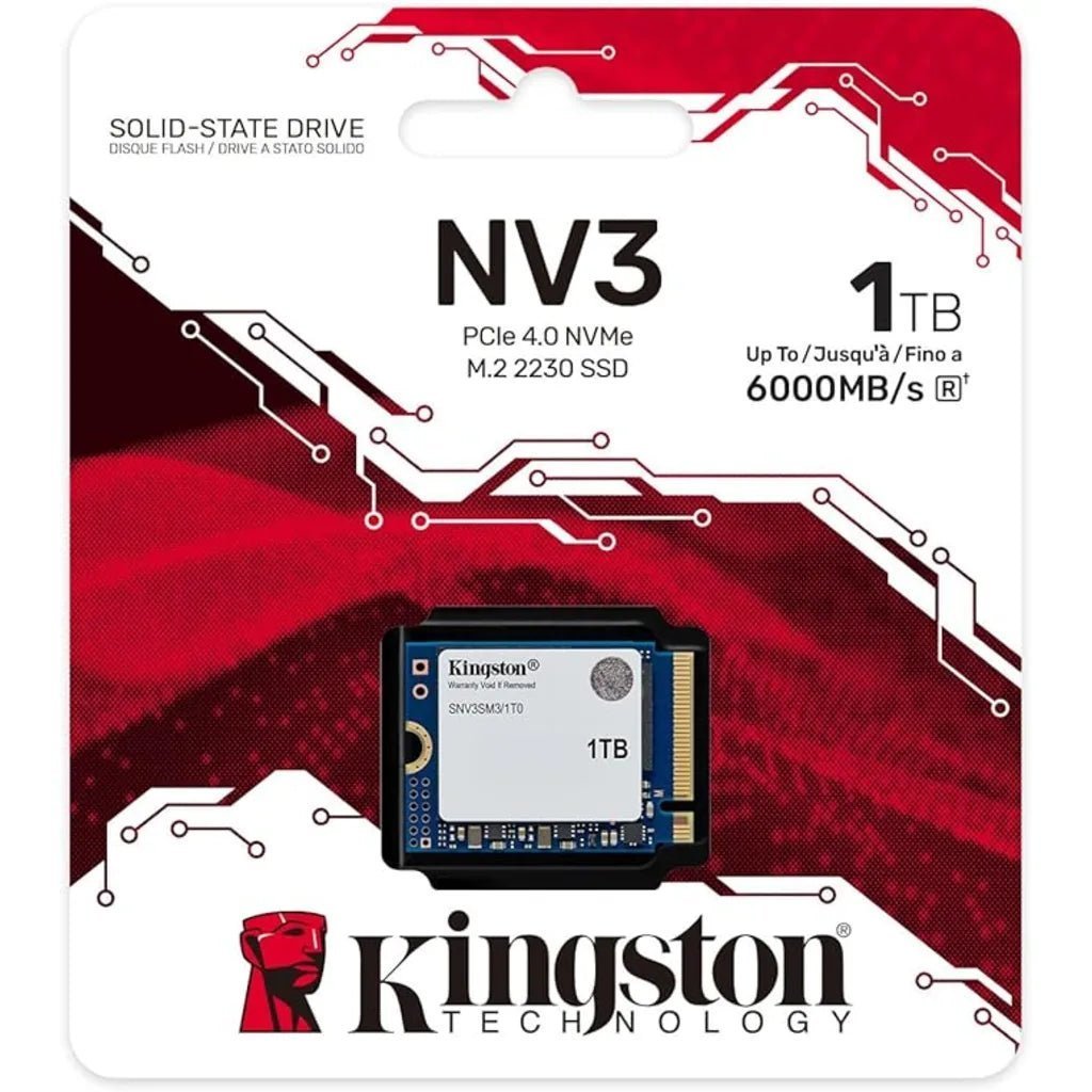 Kingston NV3 1TB M.2 2230 PCIe 4.0 NVMe Internal Solid State Drive Kingston NV3 1TB M.2 2230 PCIe 4.0 NVMe Internal Solid State Drive