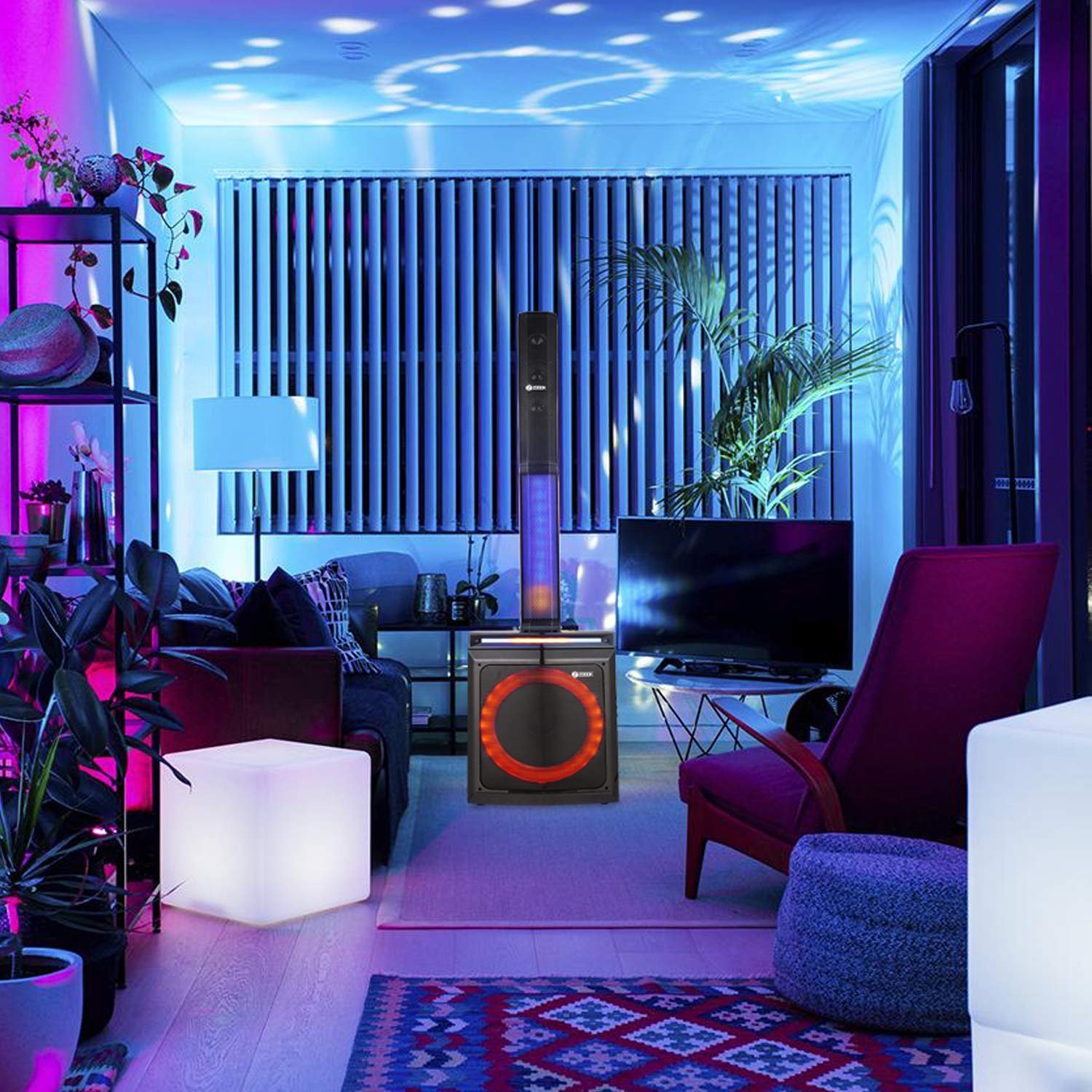 Zoook Party Rocker 100 Watts Bluetooth Party Speaker with Professional Class D Amplifier- 1 Wired & 1 Wireless Mic (Black) Zoook Party Rocker 100 Watts Bluetooth Party Speaker with Professional Class D Amplifier- 1 Wired & 1 Wireless Mic (Black)