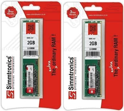 Simmtronics 2GB DDR2 667MHz Desktop RAM Memory Module - Pack of 2 with 3-Year Warranty