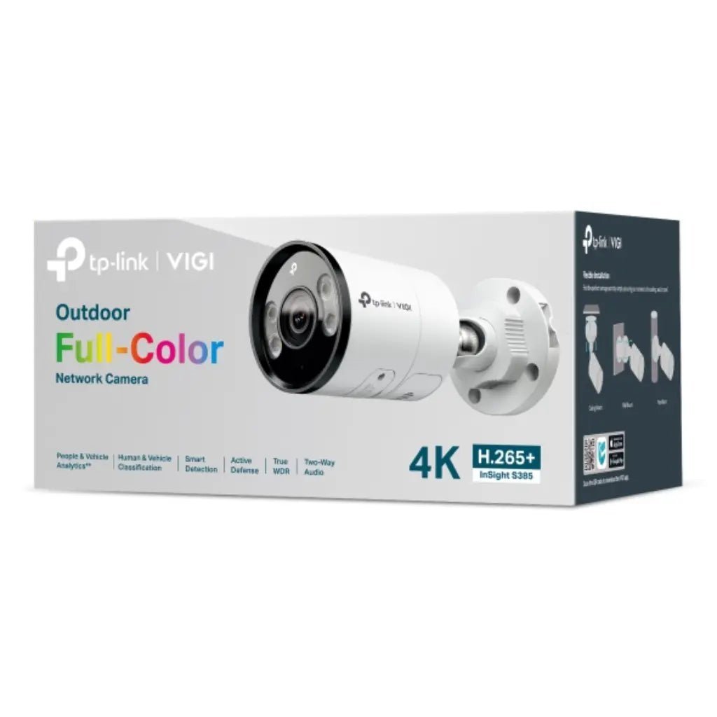TP-Link VIGI InSight S385 8MP 4K Ultra HD Outdoor Bullet Network Camera with 4mm Lens and Full-Color Night Vision