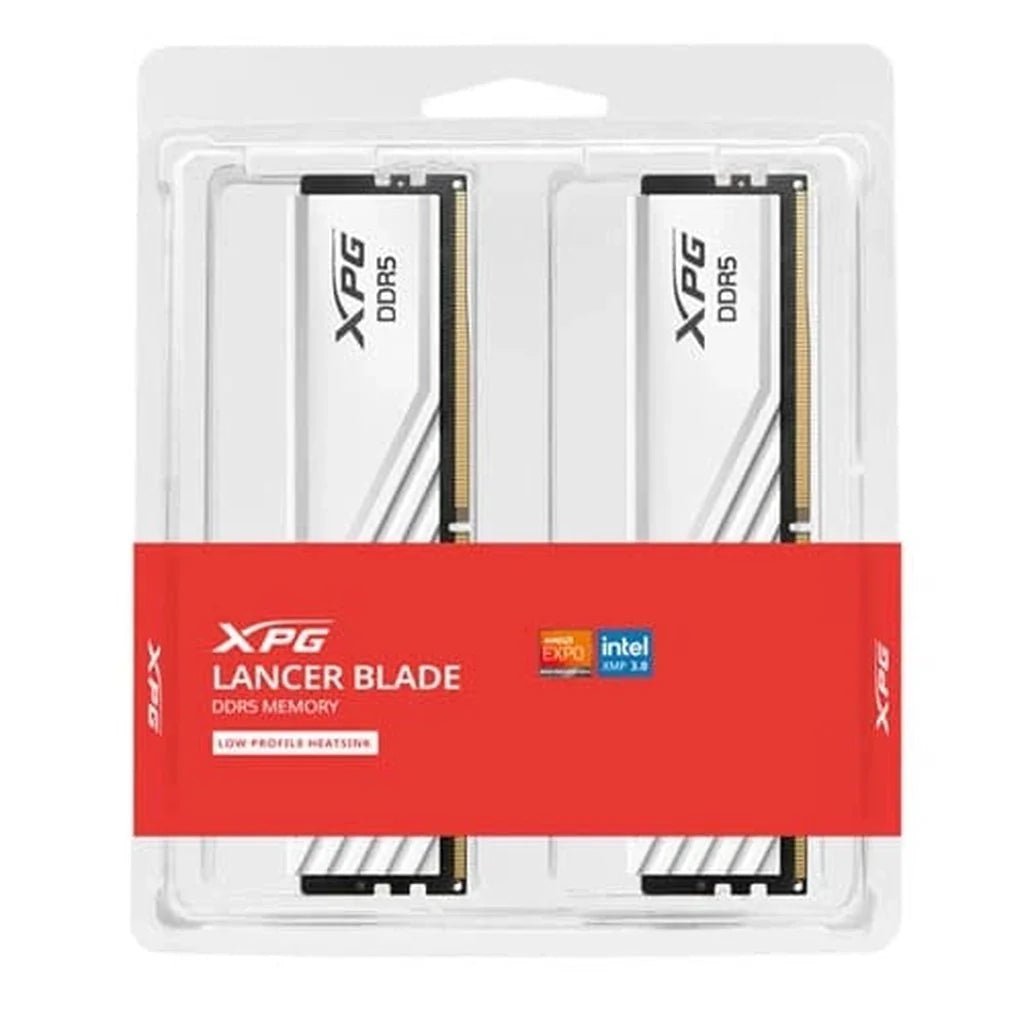 XPG LANCER BLADE 32GB (2x16GB) DDR5 6000MHz CL48 Low-Profile Gaming RAM Kit - White (Intel XMP 3.0 & AMD EXPO Compatible)