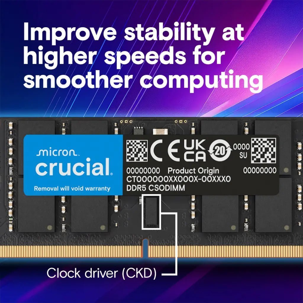 Crucial 32GB DDR5 6400MHz CL52 SODIMM Laptop Memory Module