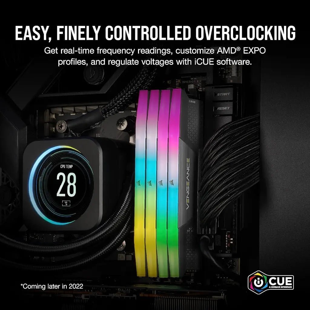 Corsair Vengeance RGB 64GB (2x32GB) DDR5 6000MHz CL30 Desktop Memory Kit - Optimized for High-Performance Gaming Corsair Vengeance RGB 64GB (2x32GB) DDR5 6000MHz CL30 Desktop Memory Kit - Optimized for High-Performance Gaming