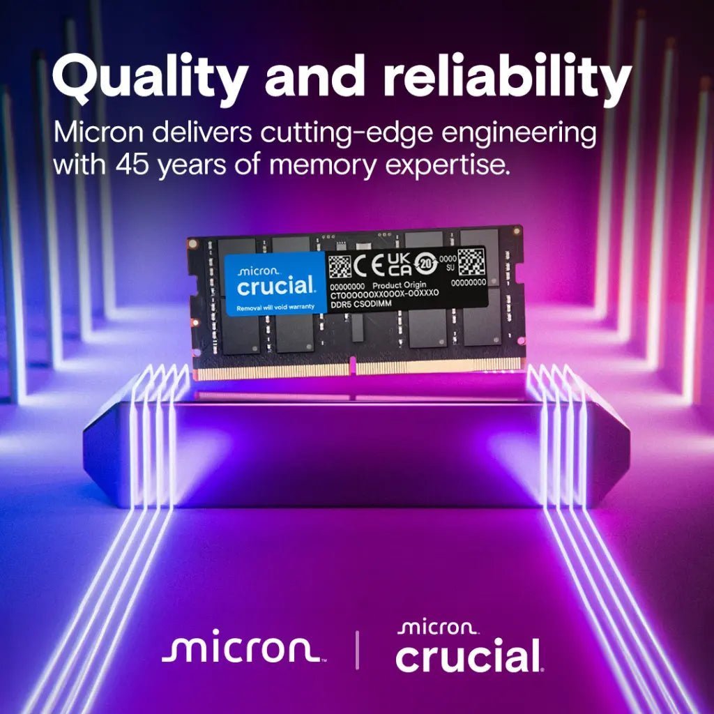 Crucial 16GB DDR5 6400MHz CL52 262-Pin SODIMM Laptop Memory Module Crucial 16GB DDR5 6400MHz CL52 262-Pin SODIMM Laptop Memory Module