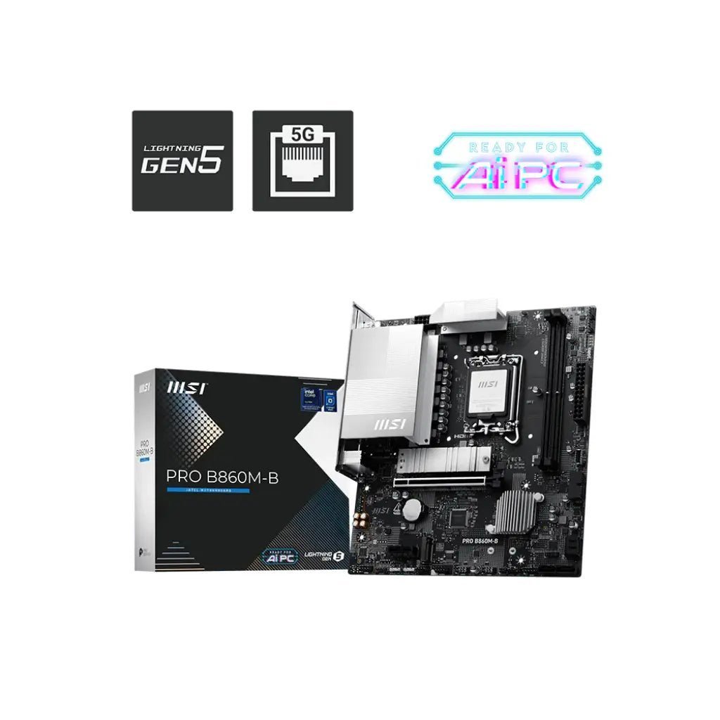 MSI PRO B860M-B Intel B860 Chipset LGA1851 Socket mATX DDR5 Motherboard MSI PRO B860M-B Intel B860 Chipset LGA1851 Socket mATX DDR5 Motherboard