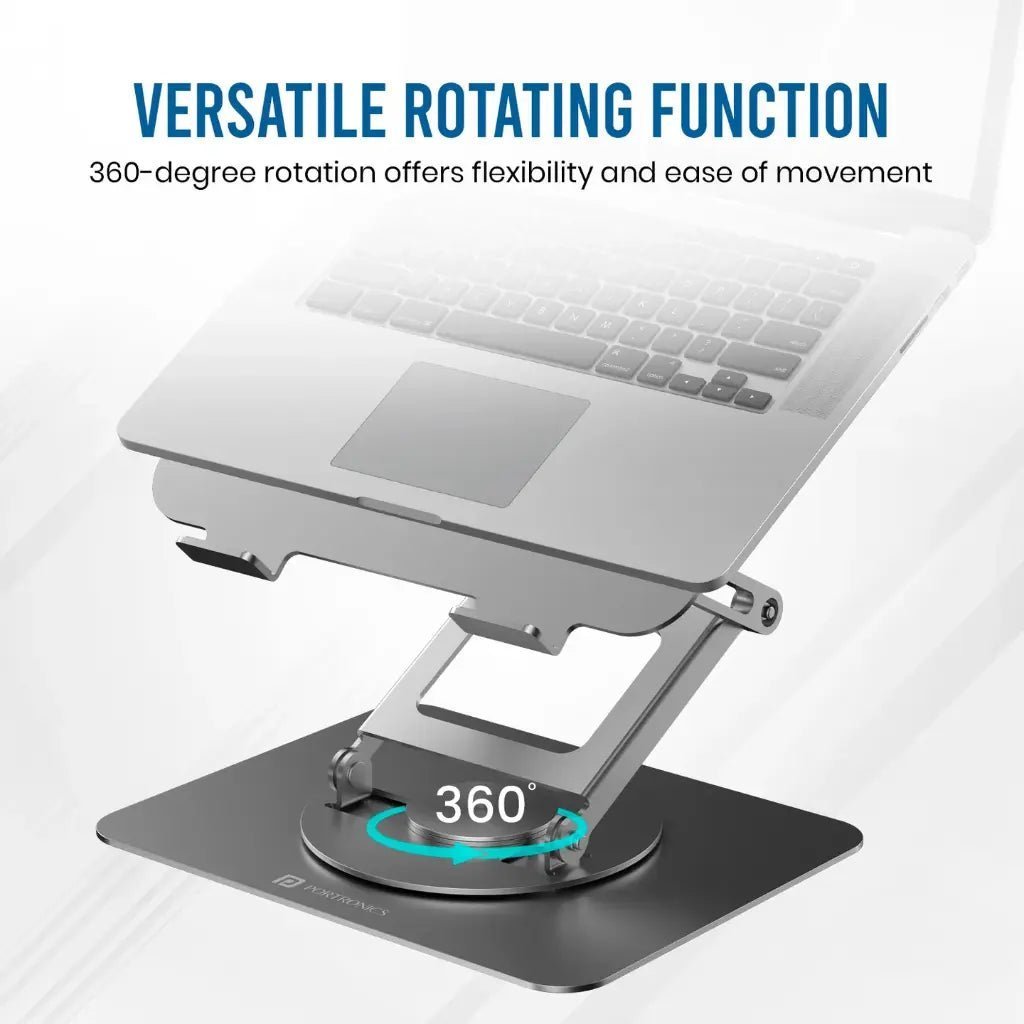 Portronics My Buddy K11 Pro Ergonomic Laptop Stand with Adjustable Height and 360-Degree Rotation