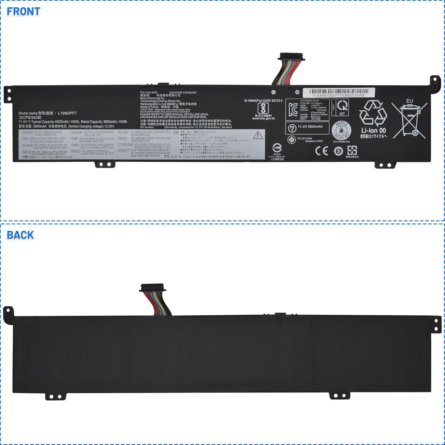 Lenovo L19D3PF4 Original 45Whr 4000mAh 11.4V 3-Cell Replacement Laptop Battery Lenovo L19D3PF4 Original 45Whr 4000mAh 11.4V 3-Cell Replacement Laptop Battery