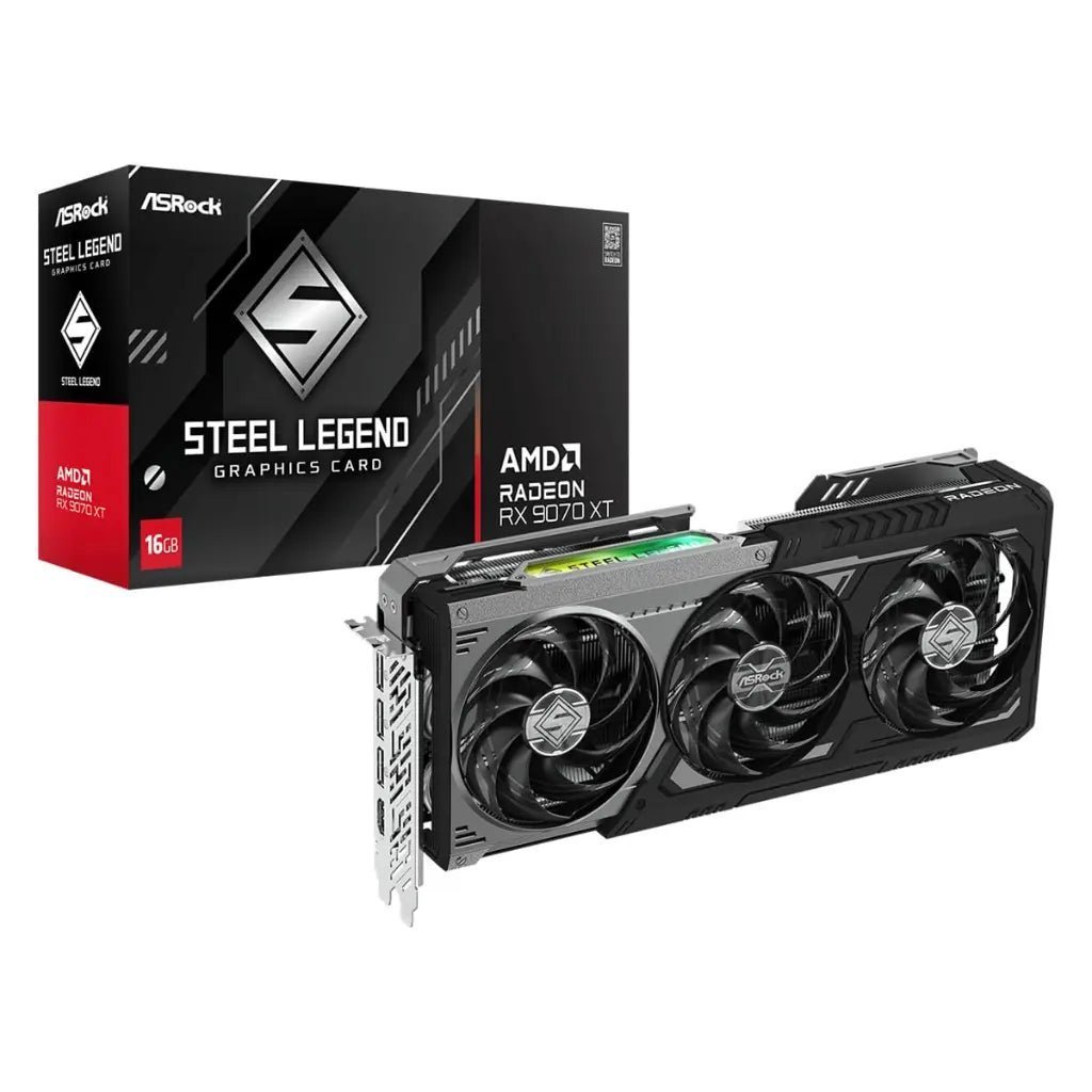 ASRock Steel Legend AMD Radeon RX 9070 XT 16GB GDDR6 Graphics Card - Dark Edition