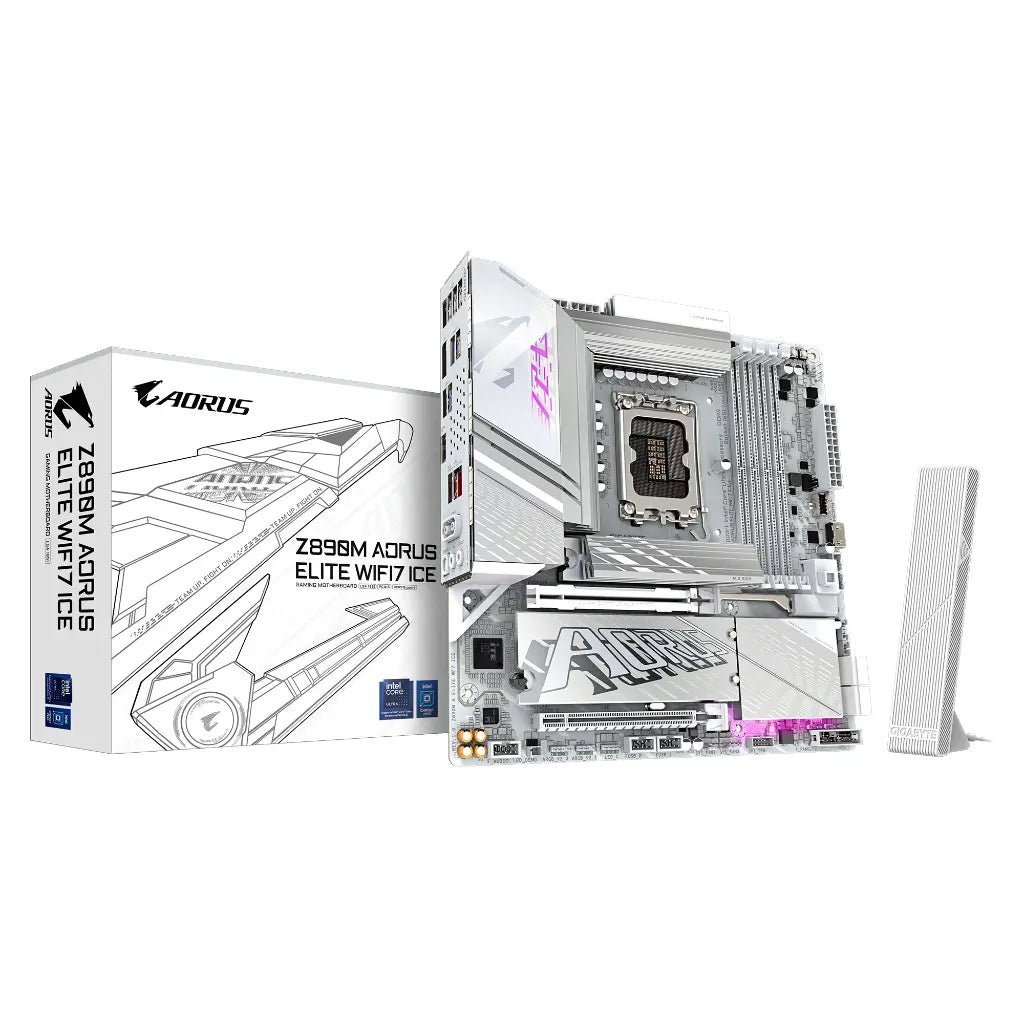 Gigabyte Z890M AORUS ELITE WI-FI 7 ICE Intel Z890 LGA1851 DDR5 Micro ATX Motherboard - White Edition