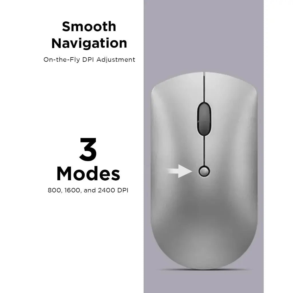 Lenovo 600 Bluetooth Silent Mouse with Dual Device Connectivity and Silent Clicks - Iron Grey Lenovo 600 Bluetooth Silent Mouse with Dual Device Connectivity and Silent Clicks - Iron Grey