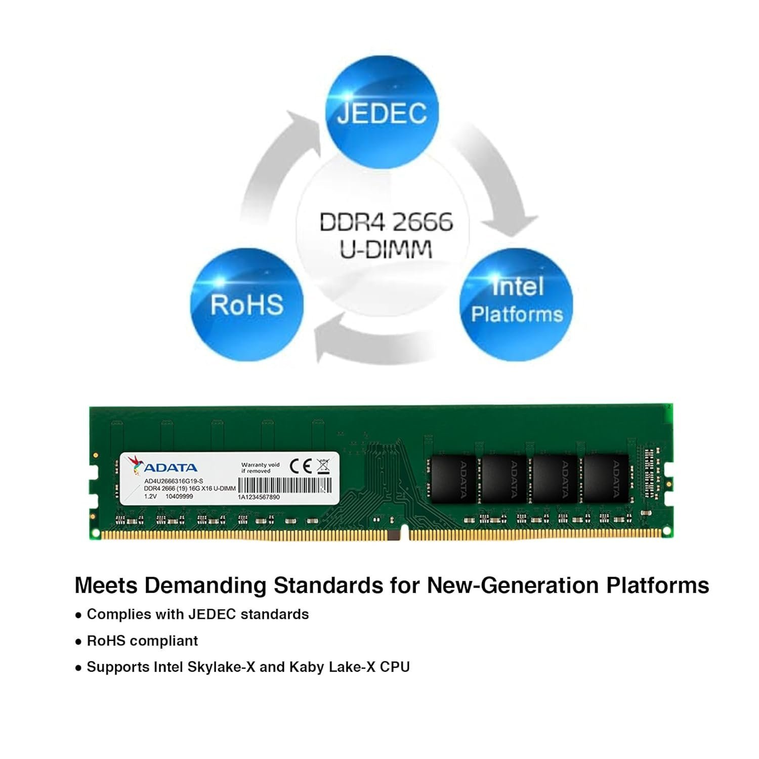ADATA Premier 16GB DDR4 2666MHz CL19 UDIMM Desktop Memory Module - Image 3