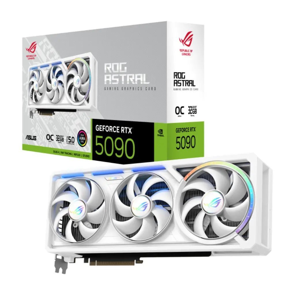 ASUS ROG Strix Astral GeForce RTX 5090 32GB GDDR7 White Overclocked Edition Graphics Card ASUS ROG Strix Astral GeForce RTX 5090 32GB GDDR7 White Overclocked Edition Graphics Card
