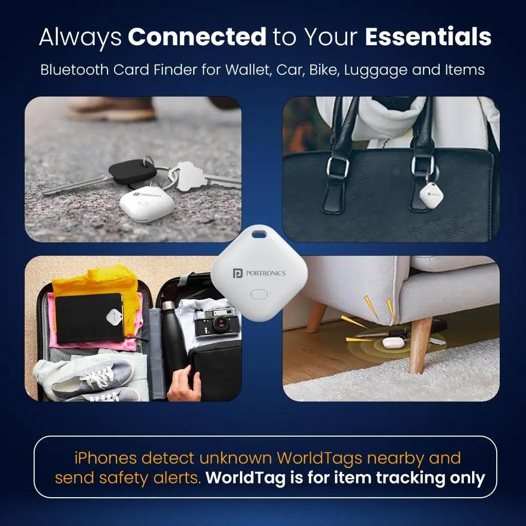 Portronics World Tag POR 2804 Smart Bluetooth Item Finder with 20m Buzzer Range and Anti-Lost Tracking Portronics World Tag POR 2804 Smart Bluetooth Item Finder with 20m Buzzer Range and Anti-Lost Tracking
