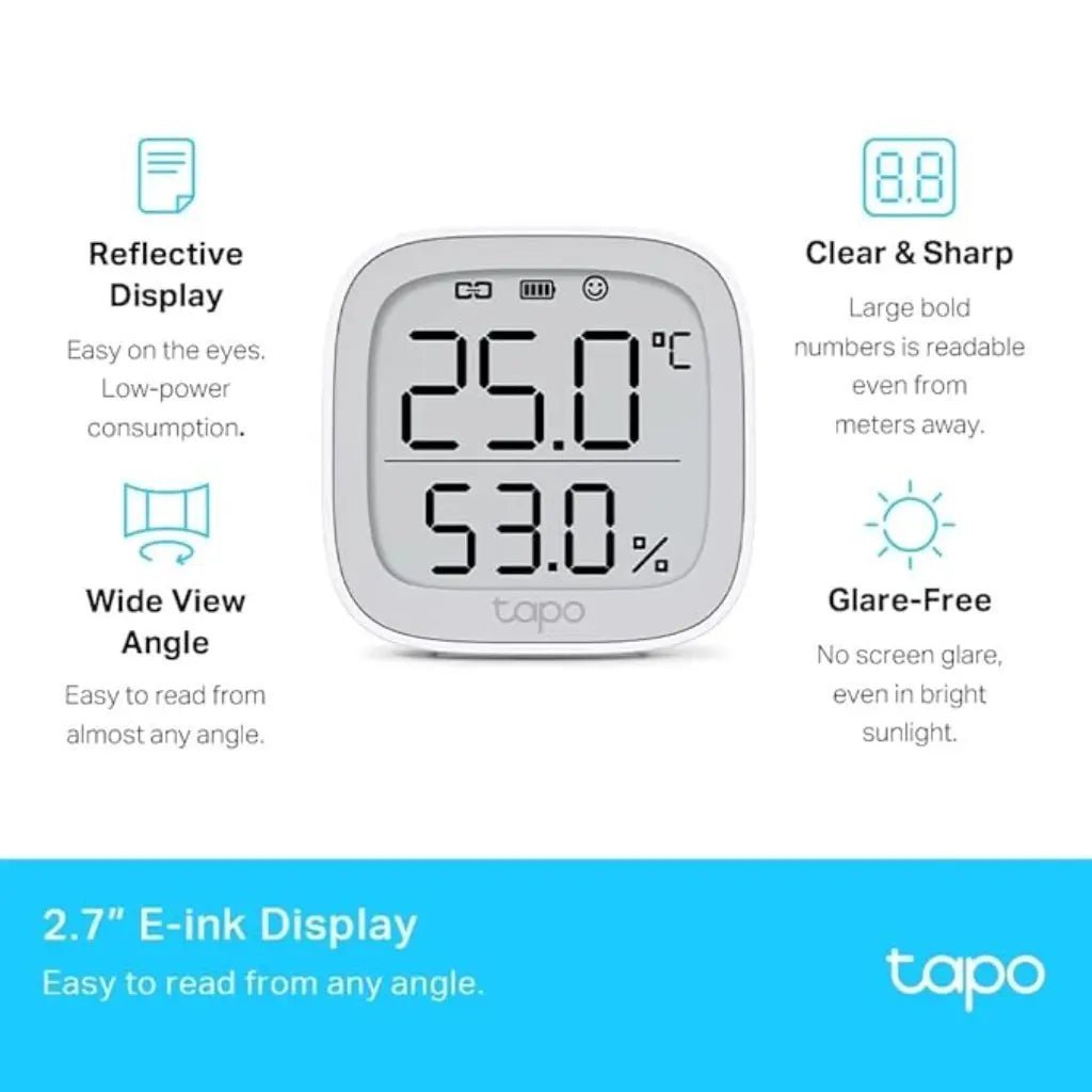 TP-Link Tapo T315 Smart Temperature and Humidity Monitor with 2.7-inch E-Ink Display and High-Accuracy Sensor TP-Link Tapo T315 Smart Temperature and Humidity Monitor with 2.7-inch E-Ink Display and High-Accuracy Sensor