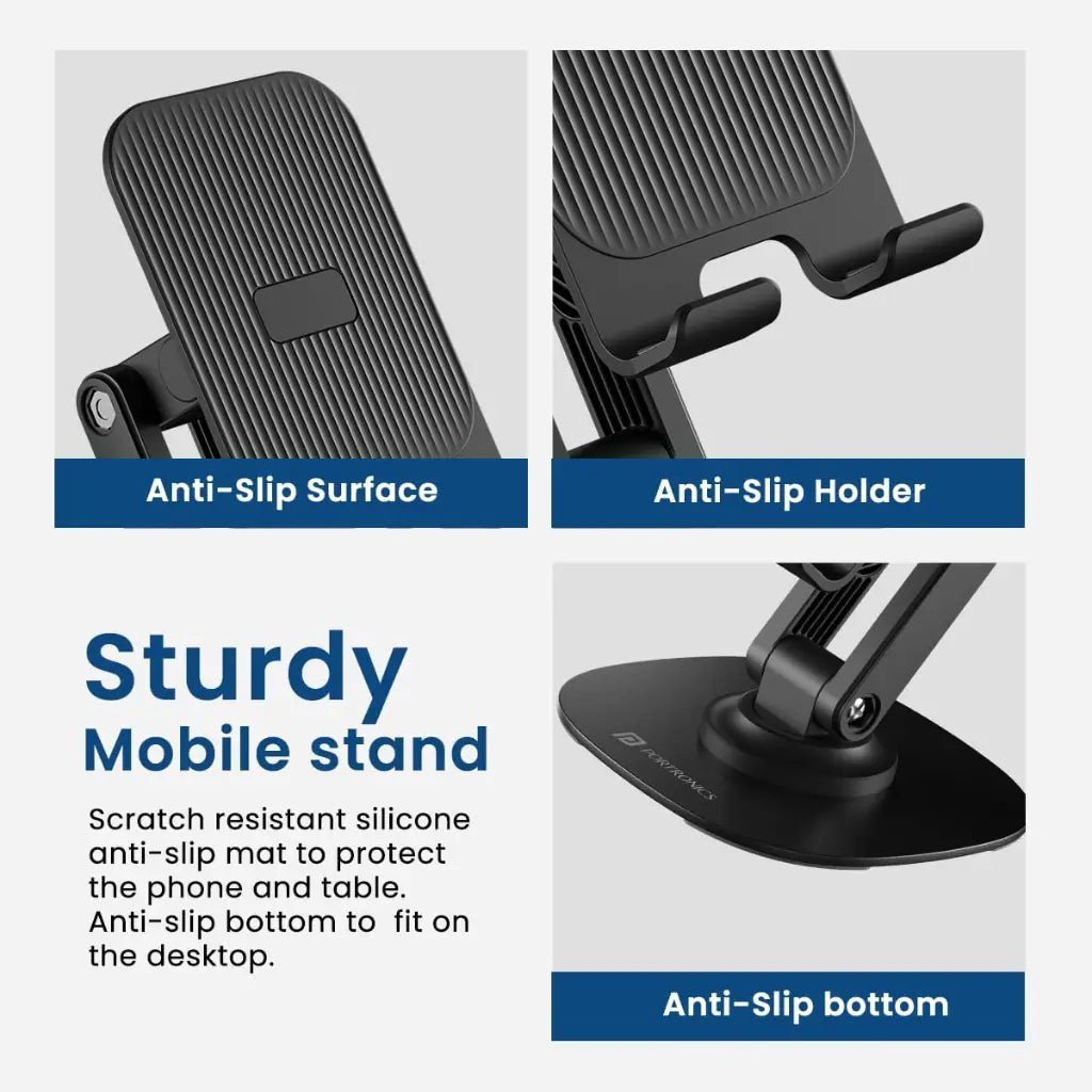 Portronics Mobot III Adjustable Mobile and Tablet Stand with 360-Degree Rotating Base Portronics Mobot III Adjustable Mobile and Tablet Stand with 360-Degree Rotating Base