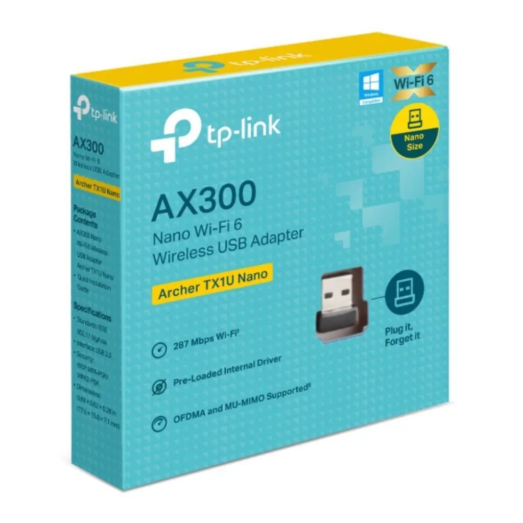 TP-Link Archer TX1U Nano AX3000 Wi-Fi 6 Dual Band Wireless USB Adapter TP-Link Archer TX1U Nano AX3000 Wi-Fi 6 Dual Band Wireless USB Adapter