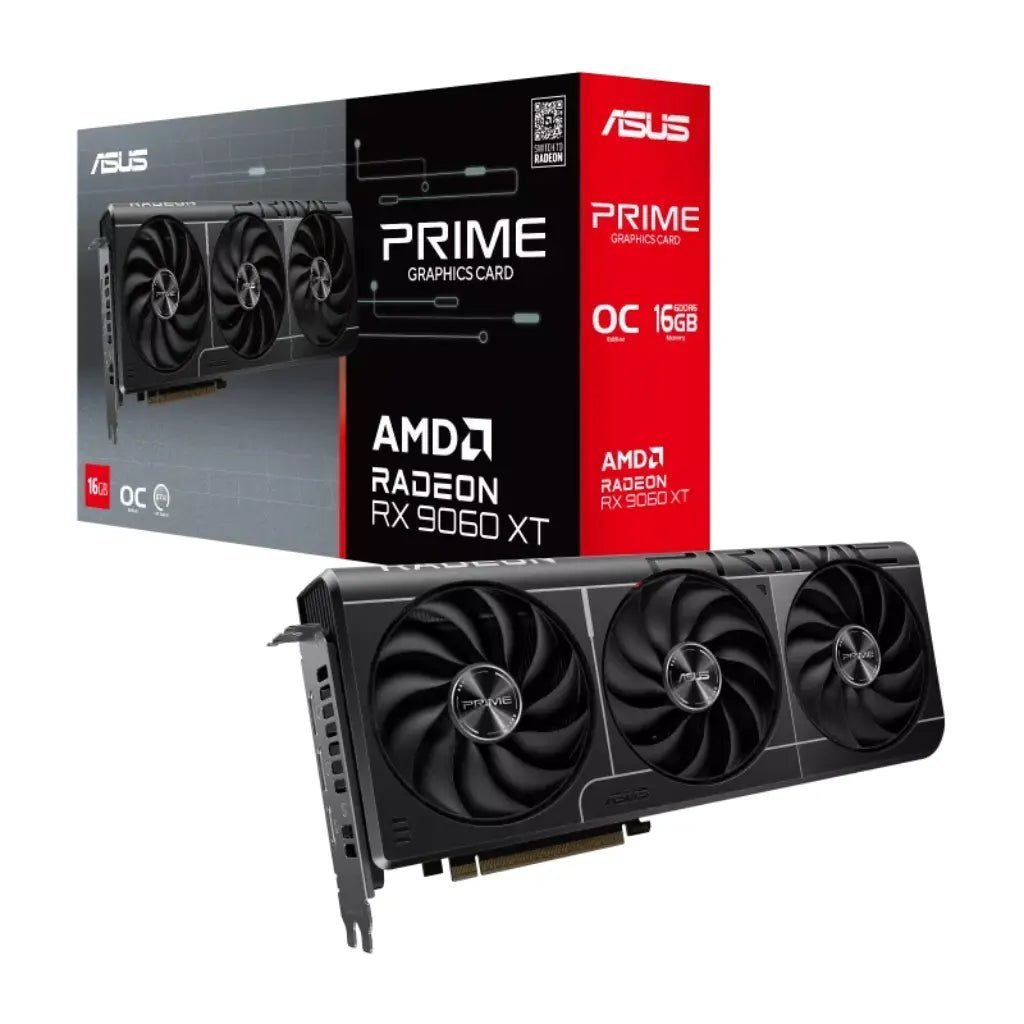 ASUS Prime AMD Radeon RX 9060 XT OC Edition 16GB GDDR6 Triple-Fan Gaming Graphics Card ASUS Prime AMD Radeon RX 9060 XT OC Edition 16GB GDDR6 Triple-Fan Gaming Graphics Card