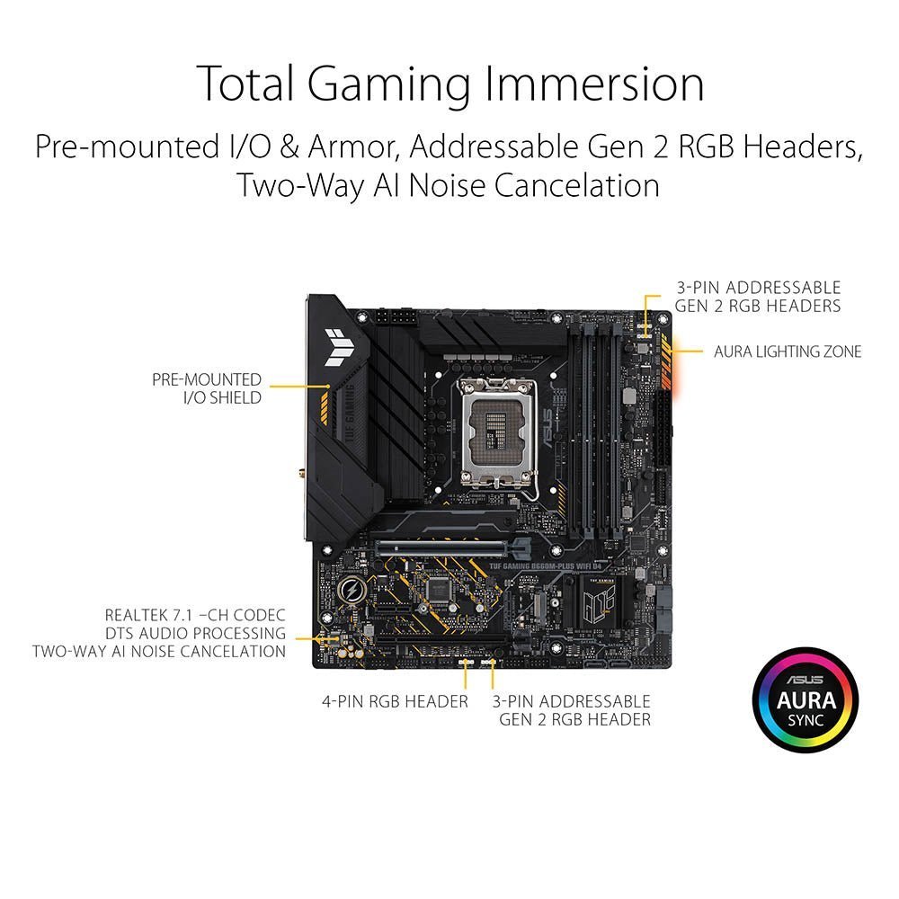 ASUS TUF Gaming B660M-Plus WIFI D4 Intel B660 LGA 1700 Micro-ATX Motherboard with PCIe 5.0 and Thunderbolt 4 Support ASUS TUF Gaming B660M-Plus WIFI D4 Intel B660 LGA 1700 Micro-ATX Motherboard with PCIe 5.0 and Thunderbolt 4 Support
