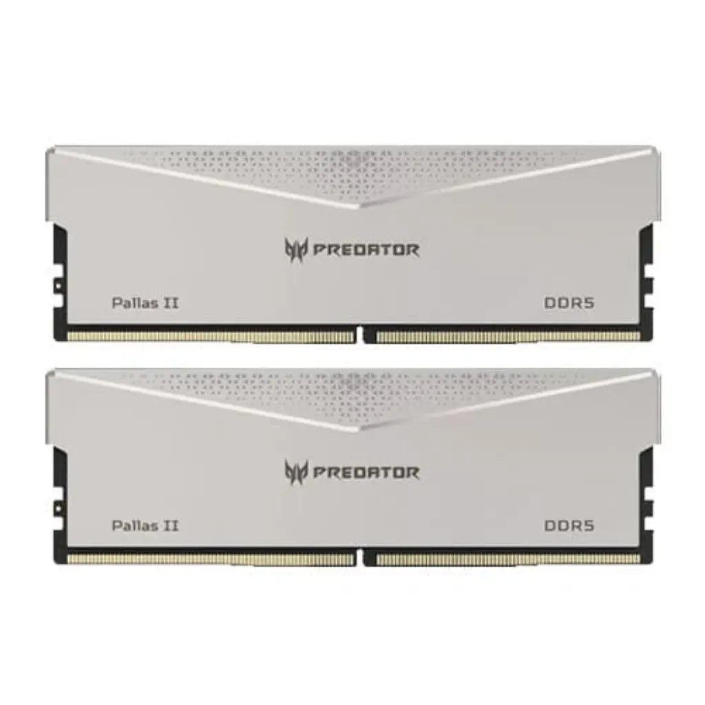 Acer Predator Pallas II 32GB (2x16GB) DDR5 6000MHz CL36 Low-Profile Gaming RAM - White (Intel XMP 3.0 & AMD EXPO Compatible)